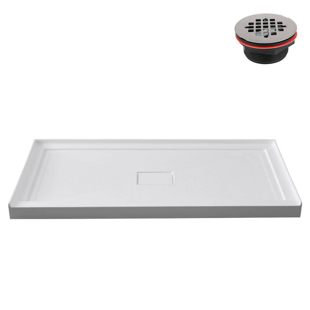 Streamline GB-613-456 48 in. x 32 in. Alcove Acrylic Shower Pan Base in Glossy White with Center Drain, Drain Included (1)