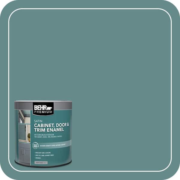 BEHR PREMIUM 1 qt. #S440-5 Tasmanian Sea Satin Enamel Interior/Exterior Cabinet, Door & Trim Paint (2)