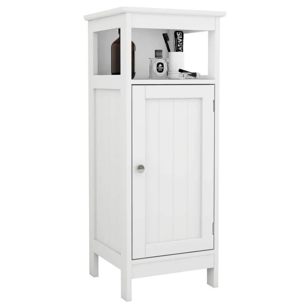 Miscool Anky 12.6 in. W x 11.8 in. D x 31.5 in. H White MDF Freestanding Linen Cabinet with Single Door in White (1)