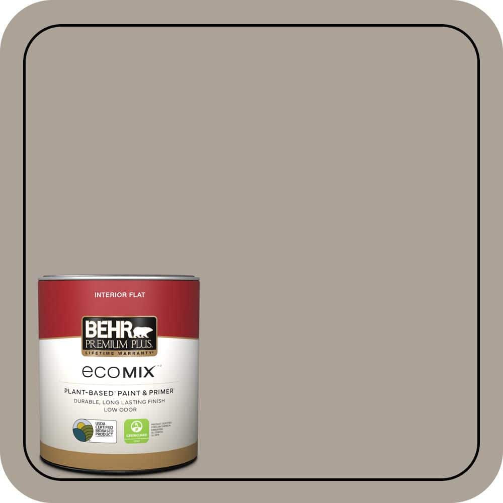 BEHR PREMIUM PLUS 1 qt. #ECC-18-1 Quail Ridge Flat EcoMix Plant-Based Interior Paint & Primer (1)