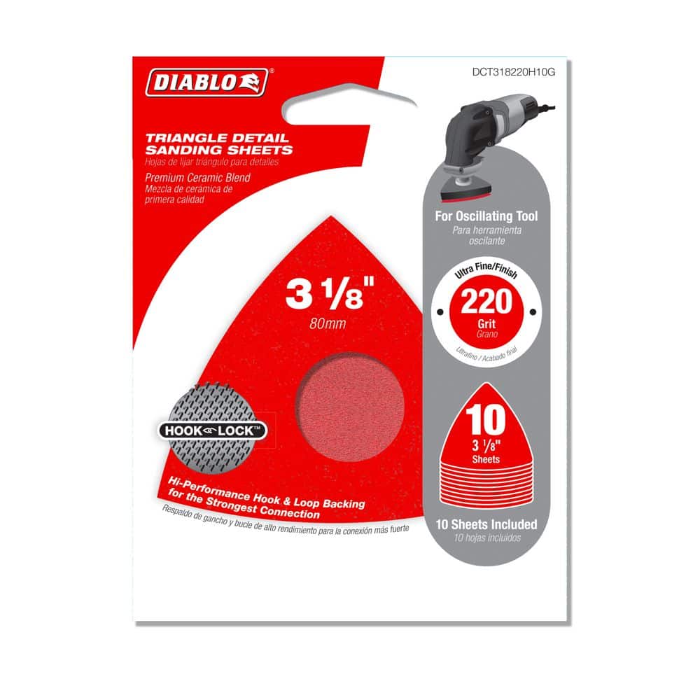 DIABLO . 220-Grit Oscillating Triangle Detail Sanding Sheets (3)