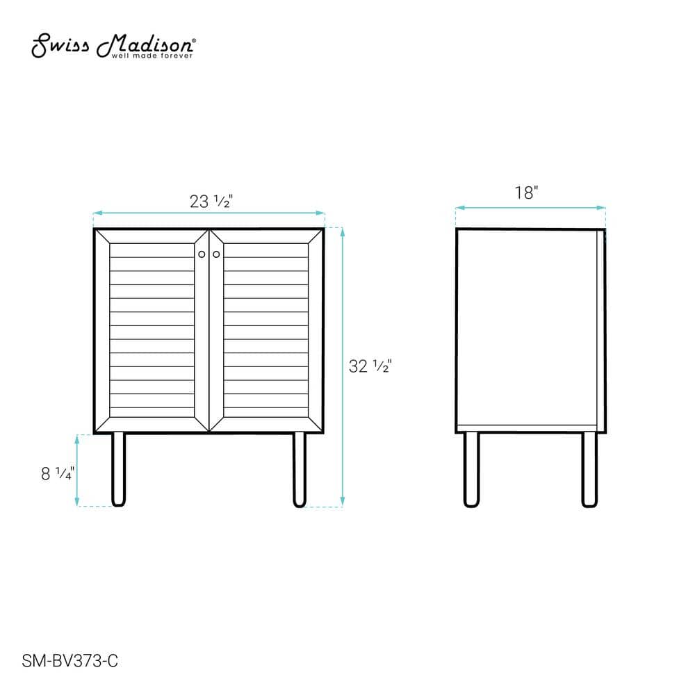 Swiss Madison Bron 23.5 in W 18 in D 32.5 in H Single Sink Bath Vanity Cabinet without Top (3)