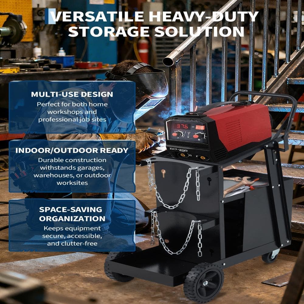 Unbranded 3-Tier Steel Welding Cart with 4-Drawer Soldering Station, Gas Cylinder Storage, Anti-Tip, 360° Swivel Casters (3)
