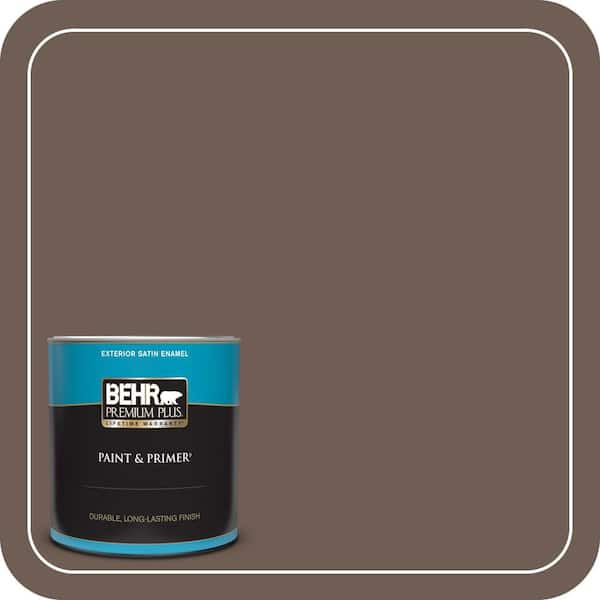 BEHR PREMIUM PLUS 1 qt. #N210-6 Swiss Brown Satin Enamel Exterior Paint & Primer (2)