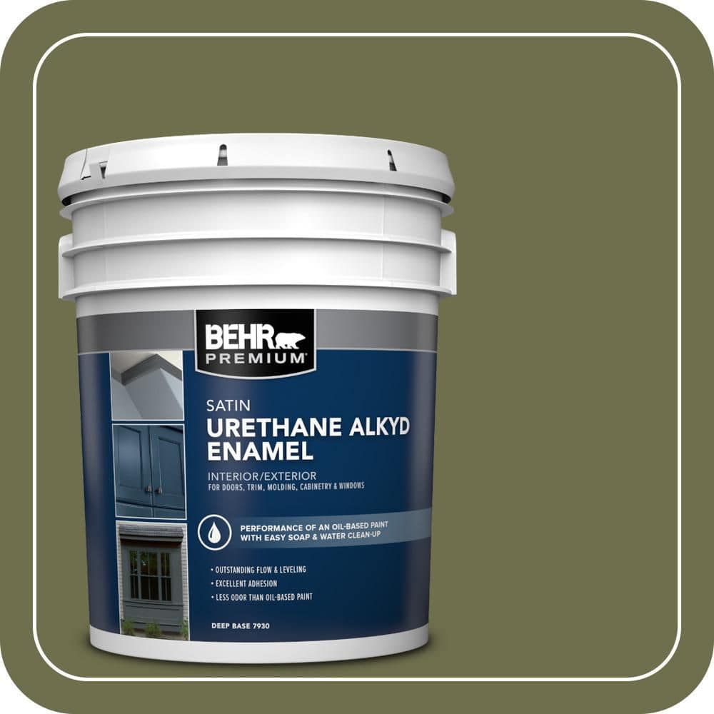 BEHR PREMIUM 5 gal. #S370-7 Outdoor Oasis Urethane Alkyd Satin Enamel Interior/Exterior Paint