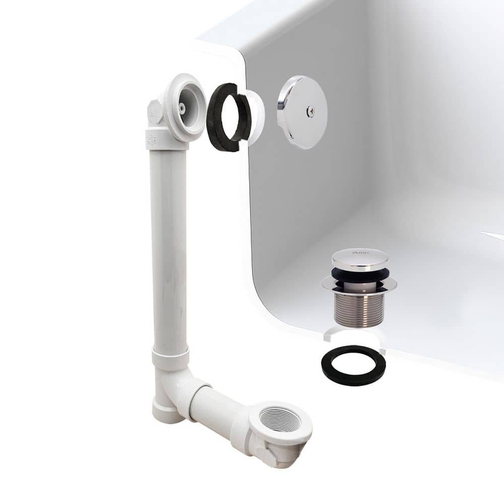 Westbrass 1-1/2 in. 12 in. Bath Waste & Overflow with One-Hole Faceplate and Tip-Toe Drain - Sch. 40 PVC (1)