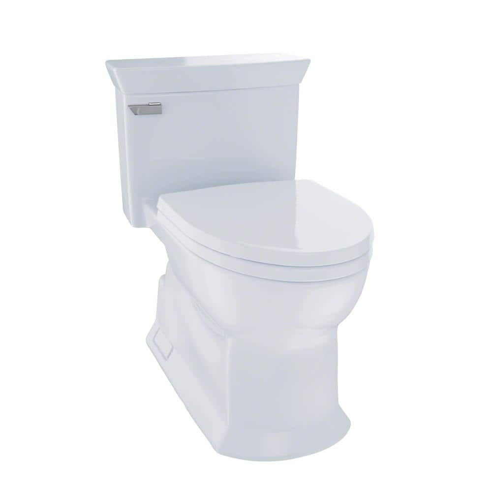 TOTO Eco Soiree 12 in. Rough In One-Piece 1.28 GPF Single Flush Elongated Toilet in Cotton White, SoftClose Seat Inlcuded (1)