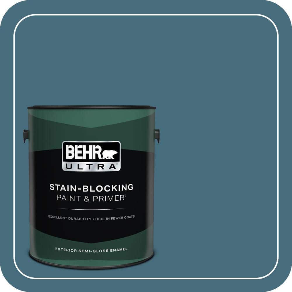 BEHR ULTRA 1 gal. #S480-6 Poseidon Semi-Gloss Enamel Exterior Paint & Primer