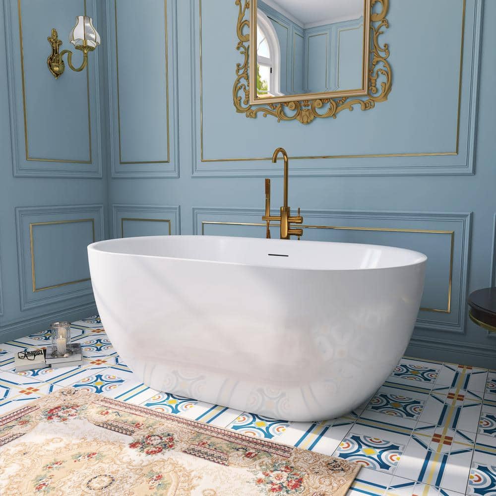 Adecab 31.5 in. Acrylic Freestanding Flatbottom Double Ended Soaking Bathtub