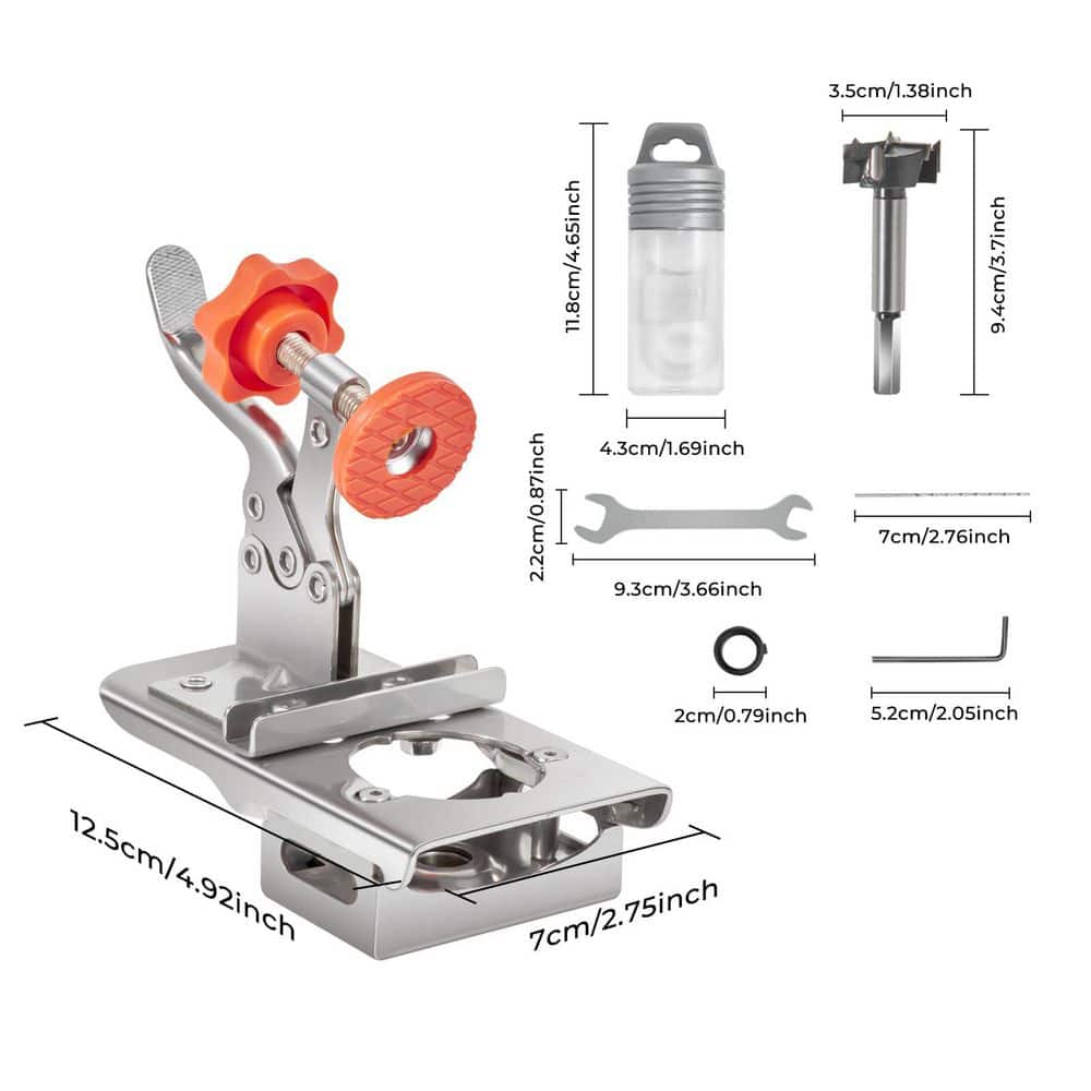 Numhew Metal Concealed Hinge Clamp, Adjustable Punch Locator Positioning Tool for Woodworking (2)