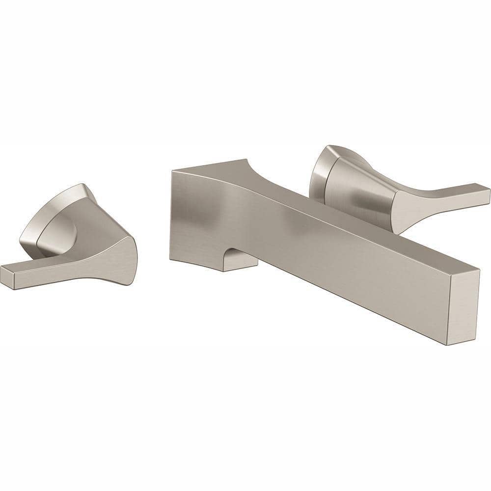 Delta Zura 2-Handle Wall Mount Bathroom Faucet Trim Kit in Stainless (Valve Not Included) (1)