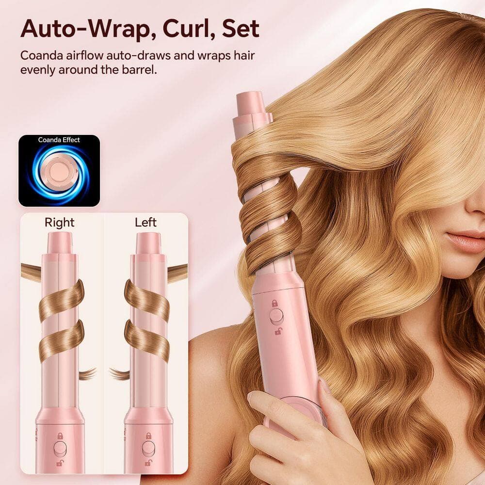 Wudkey 1-Piece Bathroom Accessory Set in Pink, 5 in 1 Hot Air Styler Set with Travel Case, for Drying, Curling and Volumizing (3)