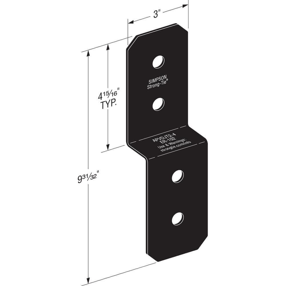 Simpson Strong-Tie Outdoor Accents Avant Collection 3 in. ZMAX, Black Powder-Coated Deck Joist Tie for 2x Nominal Lumber (3)