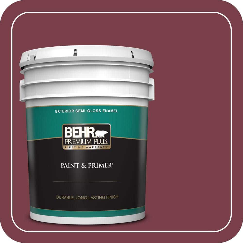 BEHR PREMIUM PLUS 5 gal. #S-H-110 Wine Tasting Semi-Gloss Enamel Exterior Paint & Primer