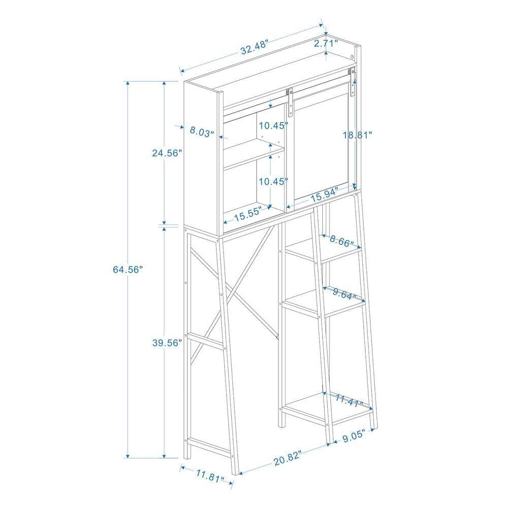 Amucolo 32.48 in. W x 64.56 in. H x 11.81 in. D White Over The Toilet Storage with Adjustable Shelf (2)