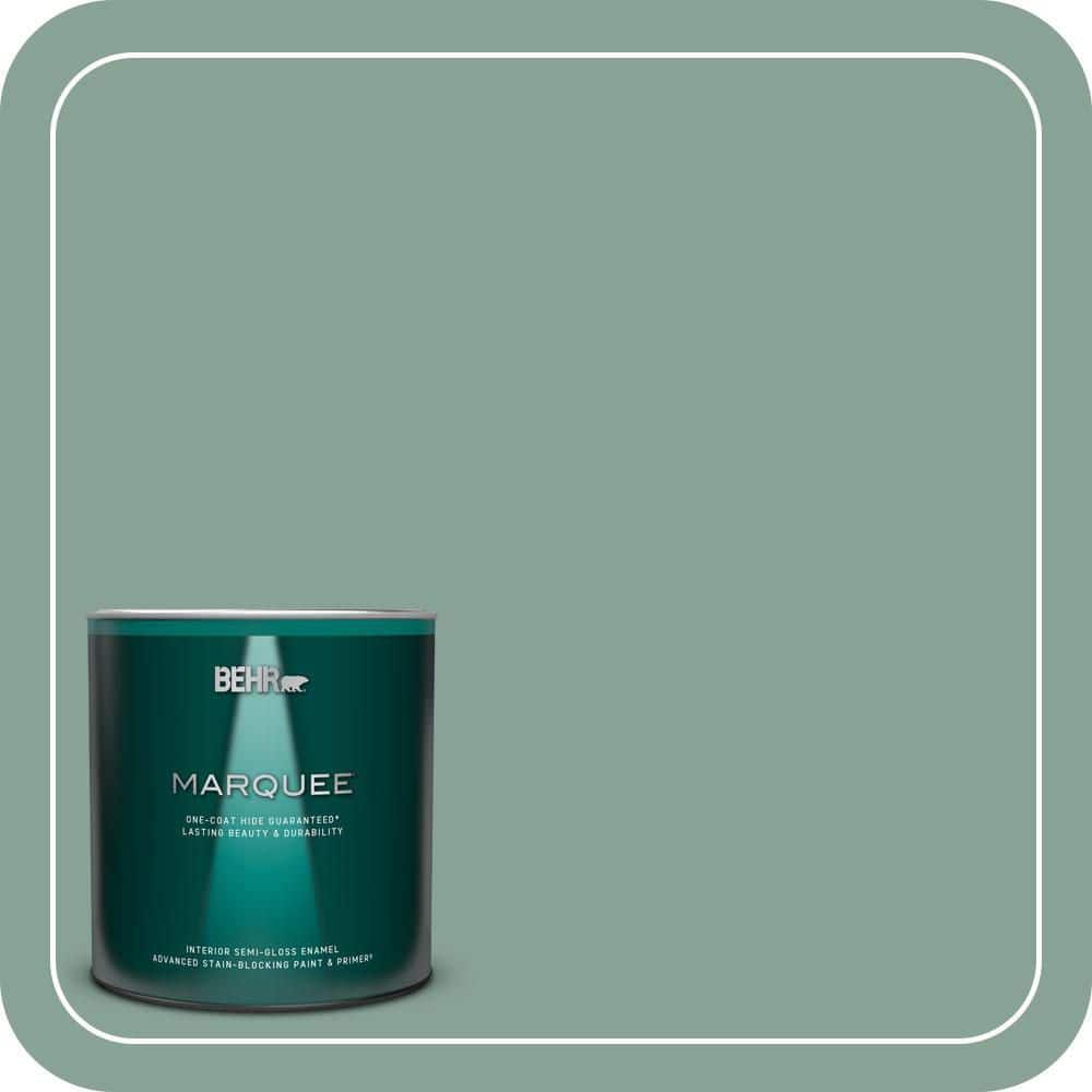 BEHR MARQUEE 1 qt. #T16-12 Modern Mint Semi-Gloss Enamel Interior Paint & Primer