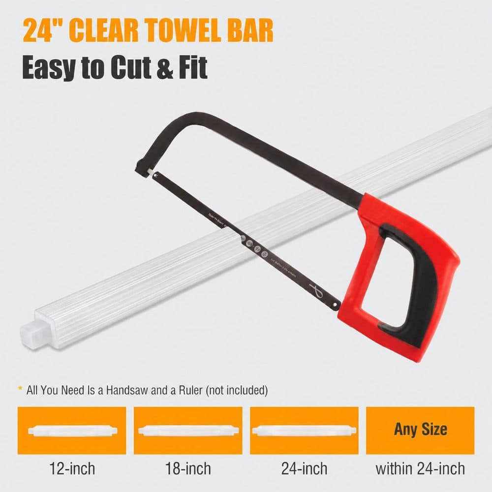 Unbranded Clear Plastic 24 in. Cut to Fit Spring Loaded Replacement Towel Bar Rod for Ceramic Porcelain Holders (2)