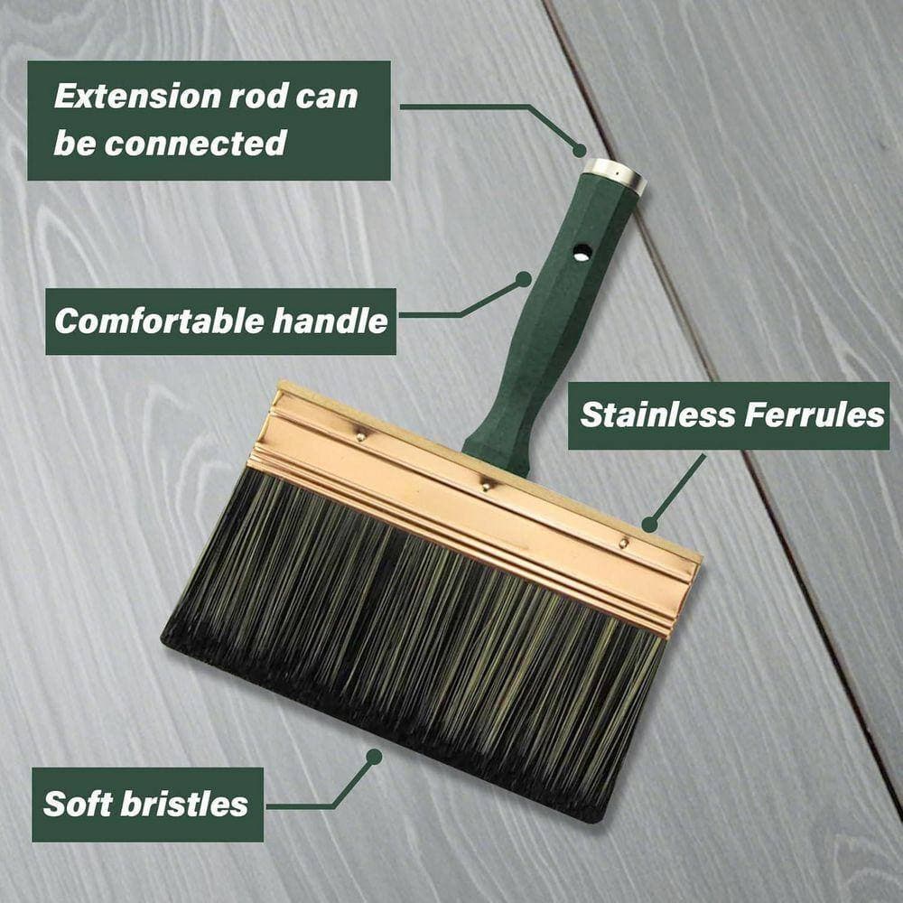 KIWDZFU 7 in. Quick Deck Paint Brush with Threaded Handle for Walls Stain Wood Furniture and Fence (3)