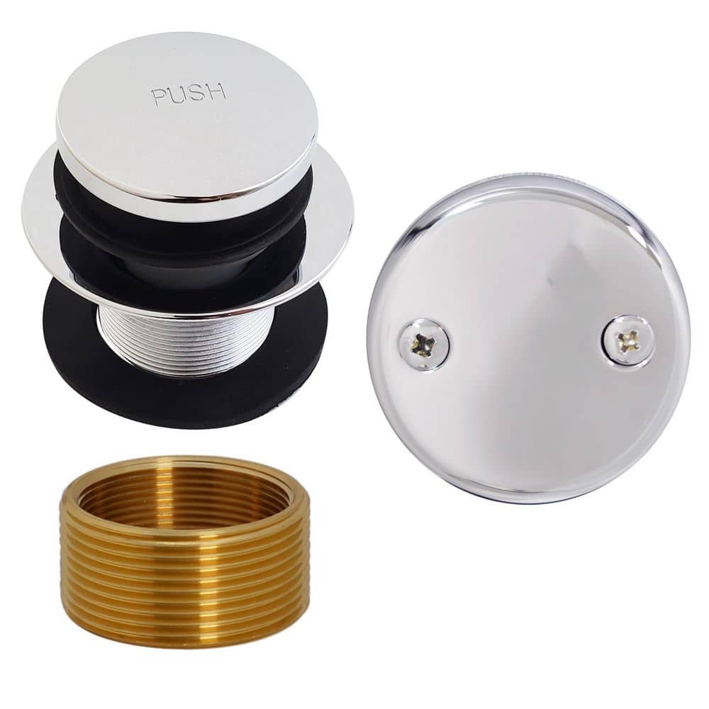 Westbrass Universal Fine or Coarse Thread Replacement Bathtub Tip-Toe Drain with 2-Hole Faceplate