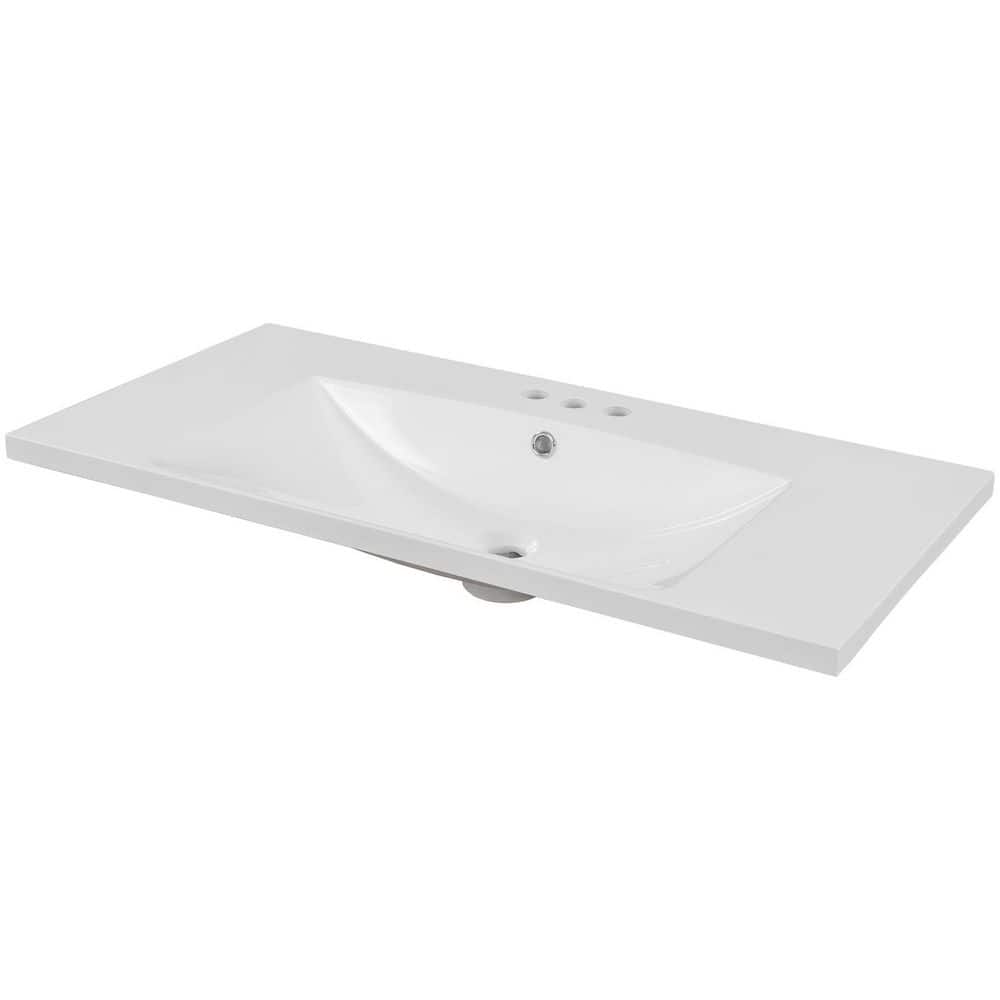 Satico 35.98 in. Drop-In Rectangular Vanity Top Bathroom Sink in White Ceramic with 3-Faucet Holes (1)