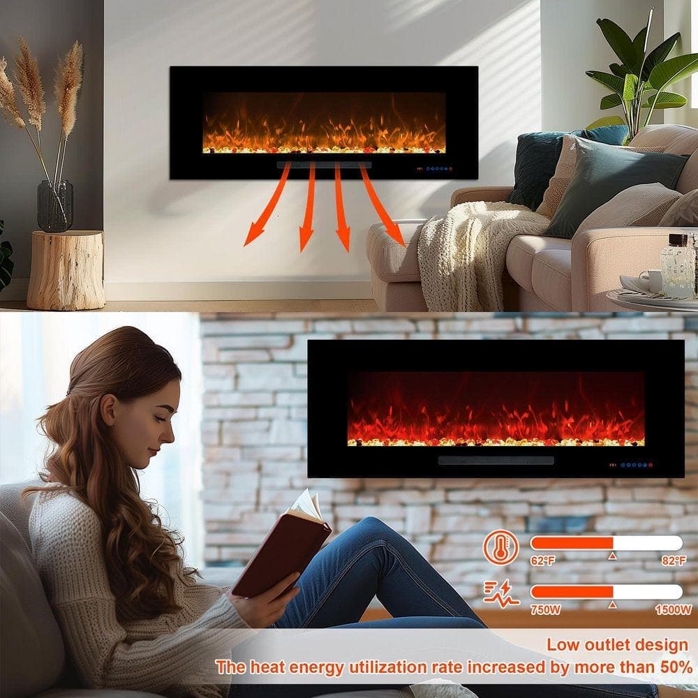 Prismaster ...keeps your home stylish 72 in. Recessed and Wall Mounted Electric Fireplace Insert, 1500/750W, 13 Flame Colors and 5 Brightness (2)