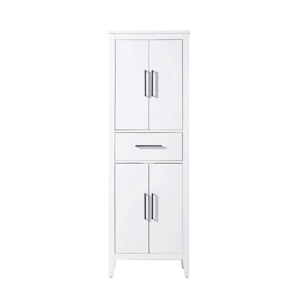 TIMELESS HOME 24 in. W x 18 in. D x 72 in. H White Freestanding Linen Cabinet (1)