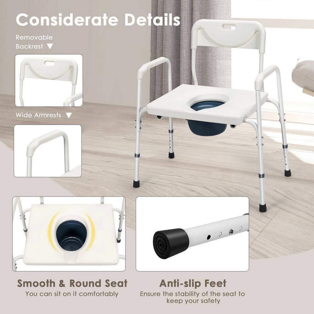 Unbranded 3-in-1 Bedside Commode Chair Portable Toilet Seat with Adjustable Height (3)