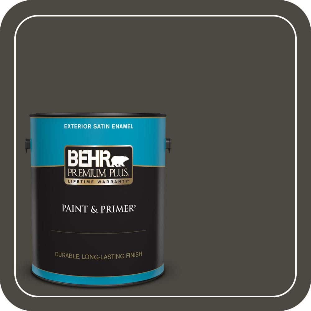 BEHR PREMIUM PLUS 1 gal. #T18-11 Unplugged Satin Enamel Exterior Paint & Primer