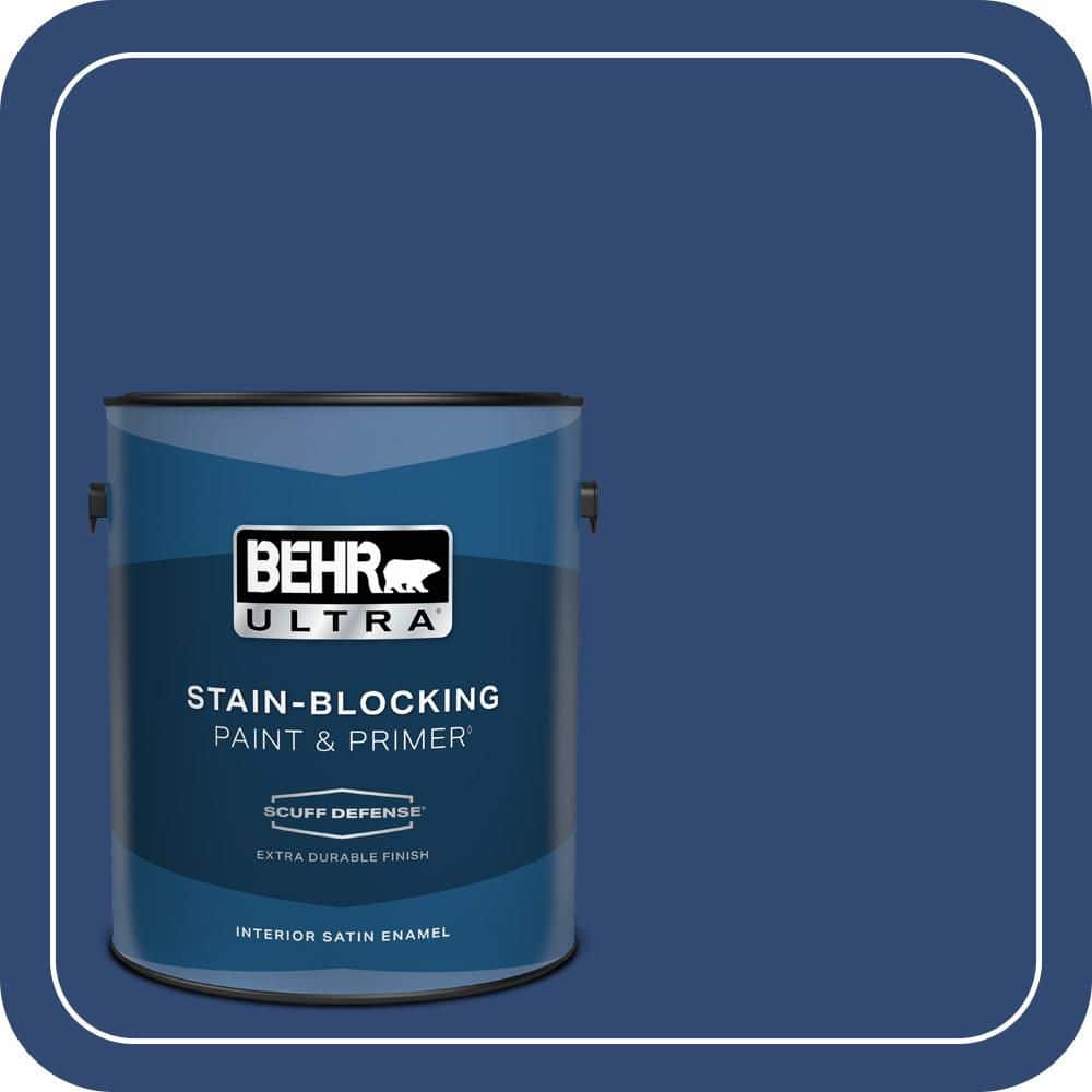 BEHR ULTRA 1 gal. #S-H-580 Navy Blue Extra Durable Satin Enamel Interior Paint & Primer (1)