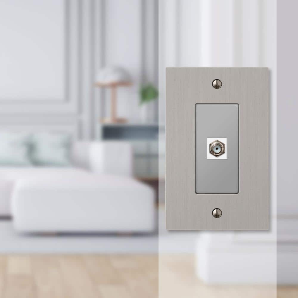 AMERELLE Barnard 1 Gang Coax Metal Wall Plate - Brushed Nickel (2)