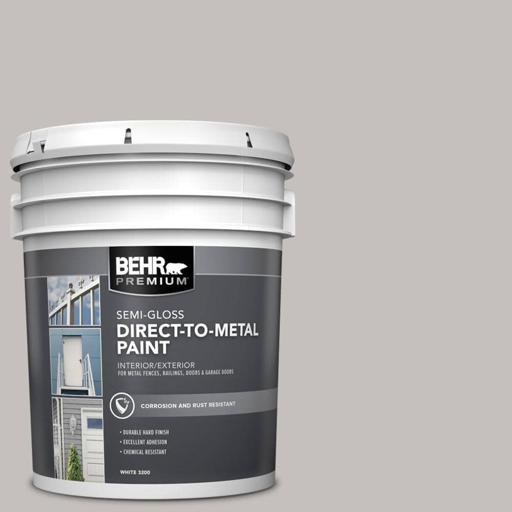 BEHR PREMIUM 5 gal. #PPU18-10 Natural Gray Semi-Gloss Direct to Metal Interior/Exterior Paint (1)