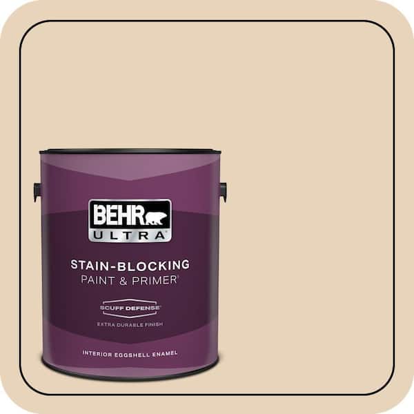 BEHR ULTRA 1 gal. #S260-1A Cake Crumbs Extra Durable Eggshell Enamel Interior Paint & Primer (2)