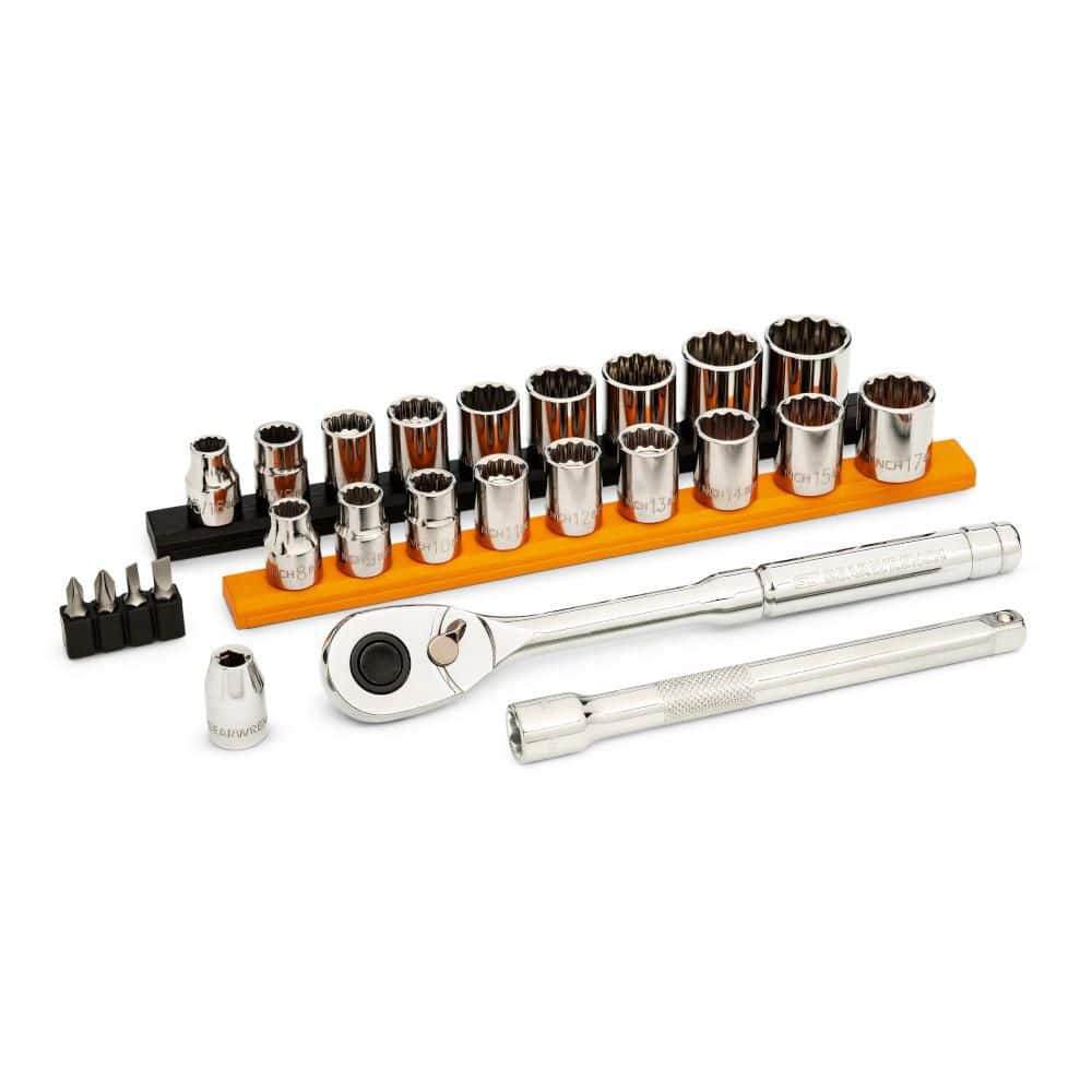 GEARWRENCH 3/8 in. Drive 72-Tooth 12-Point SAE/MM Mechanics Hand Tool Set (25-Piece) (1)