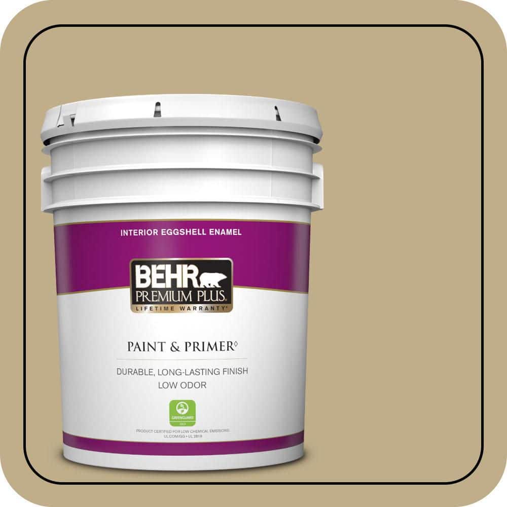 BEHR PREMIUM PLUS 5 gal. #S320-4 Oat Field Eggshell Enamel Low Odor Interior Paint & Primer