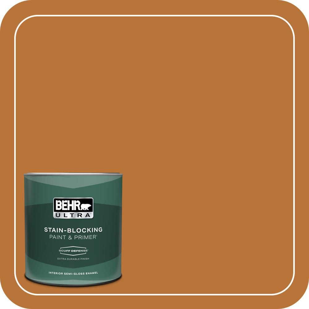 BEHR ULTRA 1 qt. #S-H-280 Acorn Spice Extra Durable Semi-Gloss Enamel Interior Paint & Primer