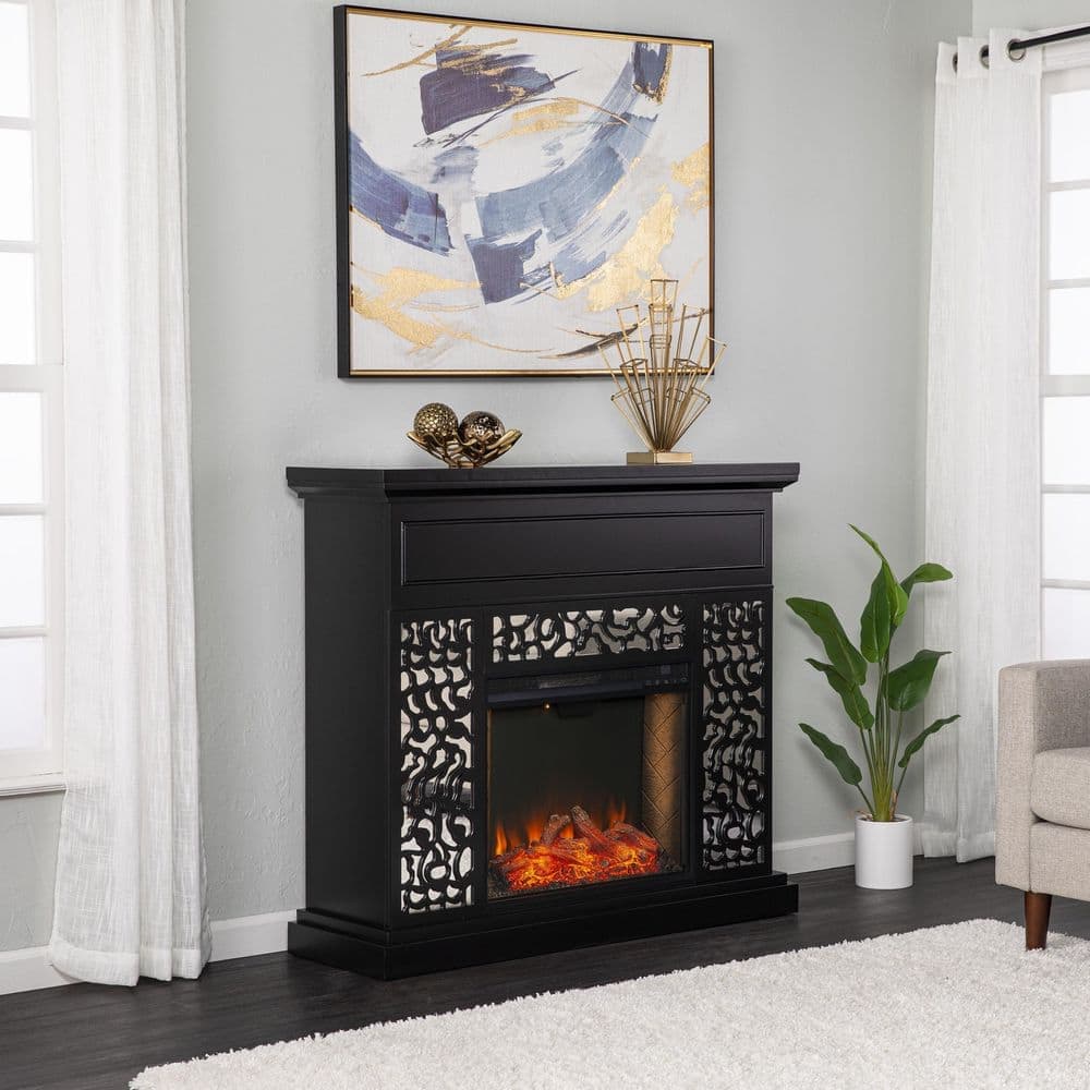 SEI FURNITURE Wansford 45.75 in. Freestanding Metal Electric Fireplace in Black (1)