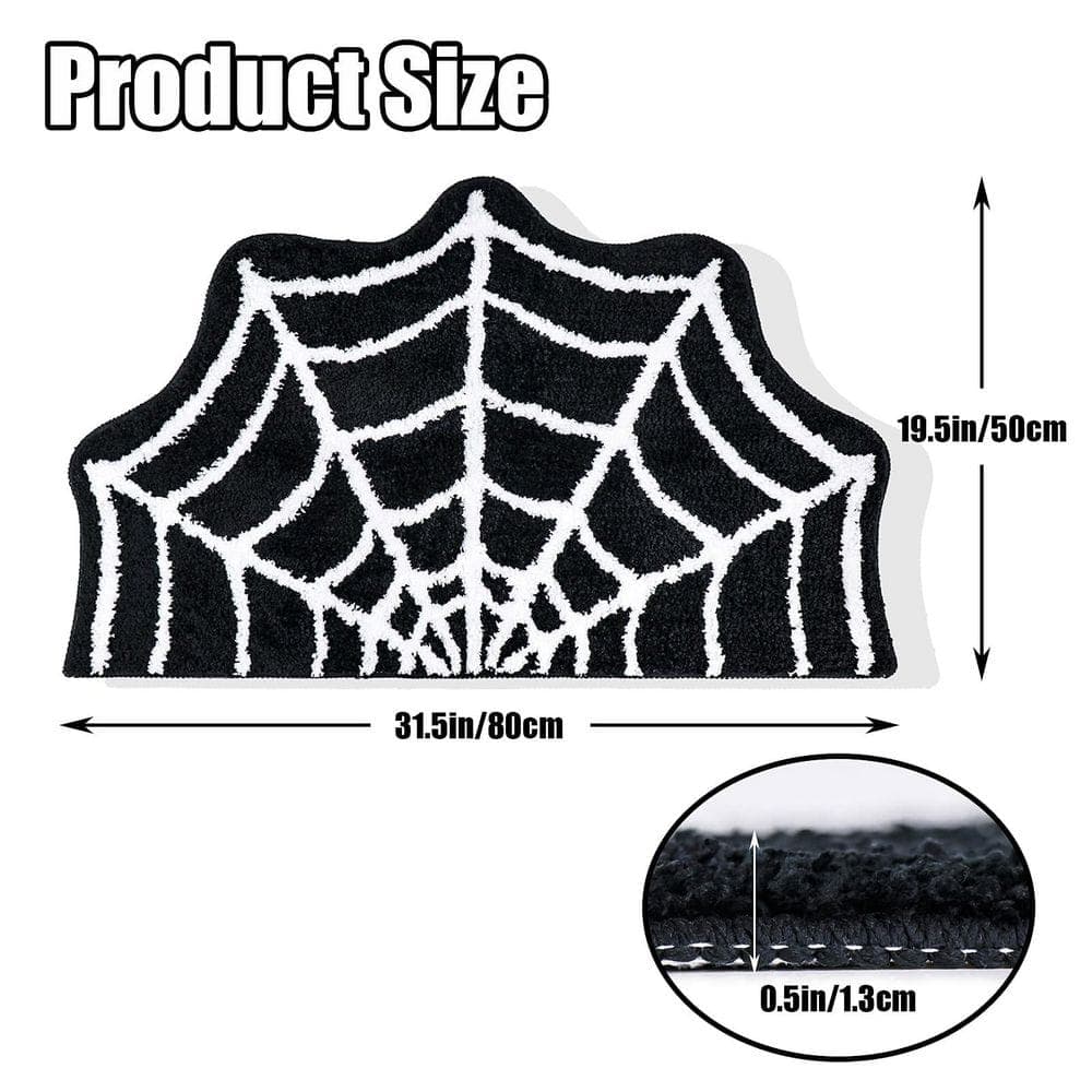 Wudkey 20 in. x 31 in. Spider Web Bath Mat, Halloween Non-Slip Rugs, Machine Washable Goth Area Rugs for Front Door, Bedroom (2)