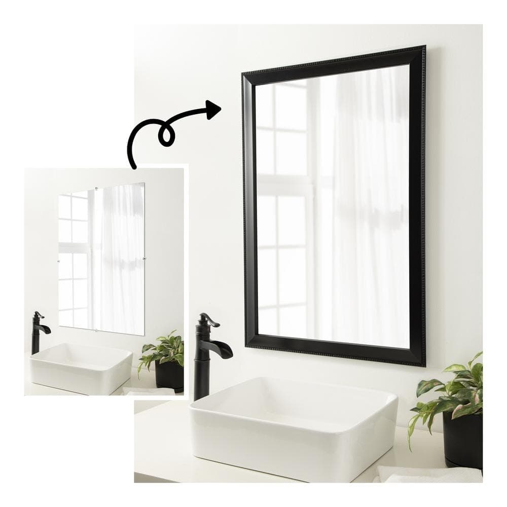 Amanti Art Mirror Makeover Avon Black 49.25 in. W x 25.25 in. H Bathroom Mirror Frame Border Kit-Fits a 48 x 24 Mirror (2)