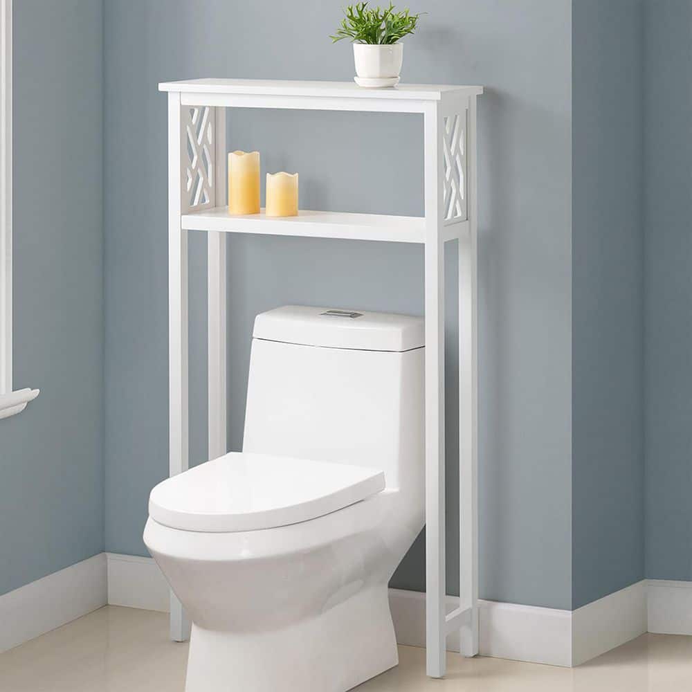 Alaterre Furniture Coventry 27 in. W x 48 in. H Bathroom Over Toilet Space Saver Shelf in White (2)