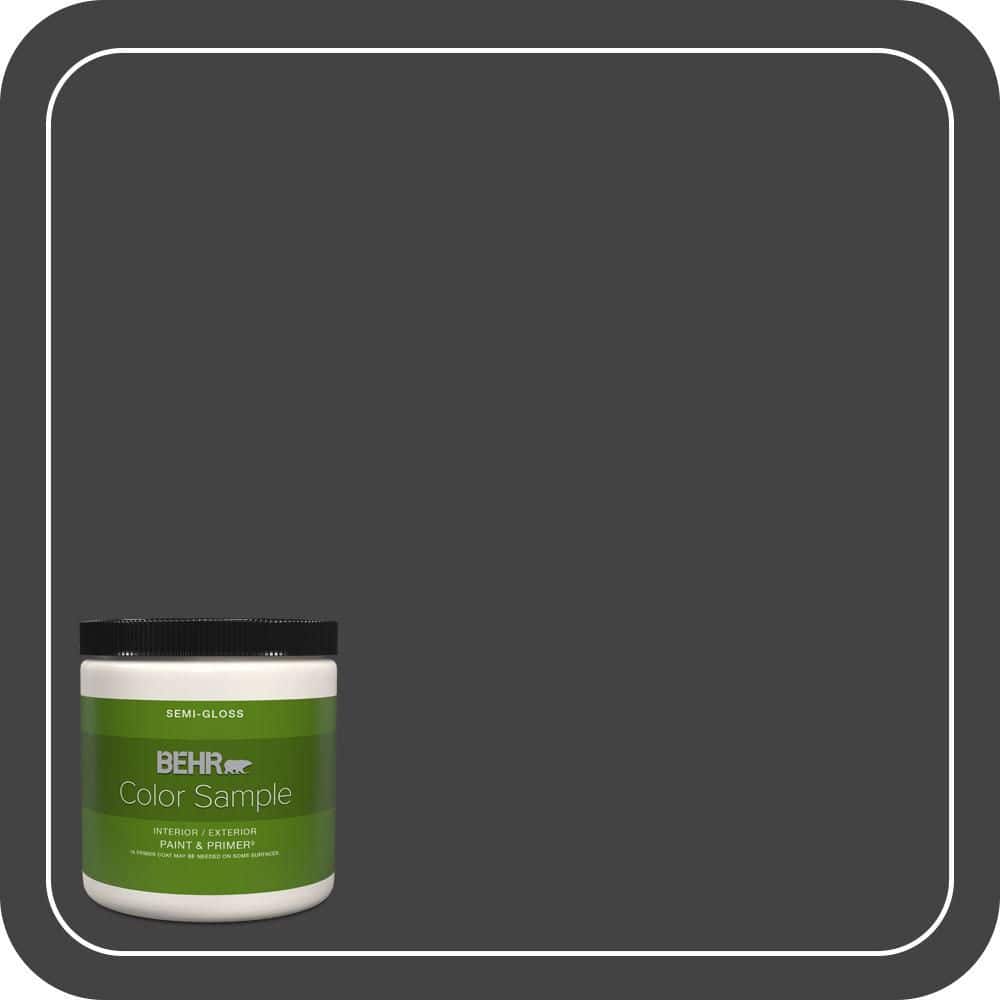 BEHR PREMIUM PLUS 8 oz. #S-H-790 Black Suede Semi-Gloss Interior/Exterior Paint & Primer Color Sample