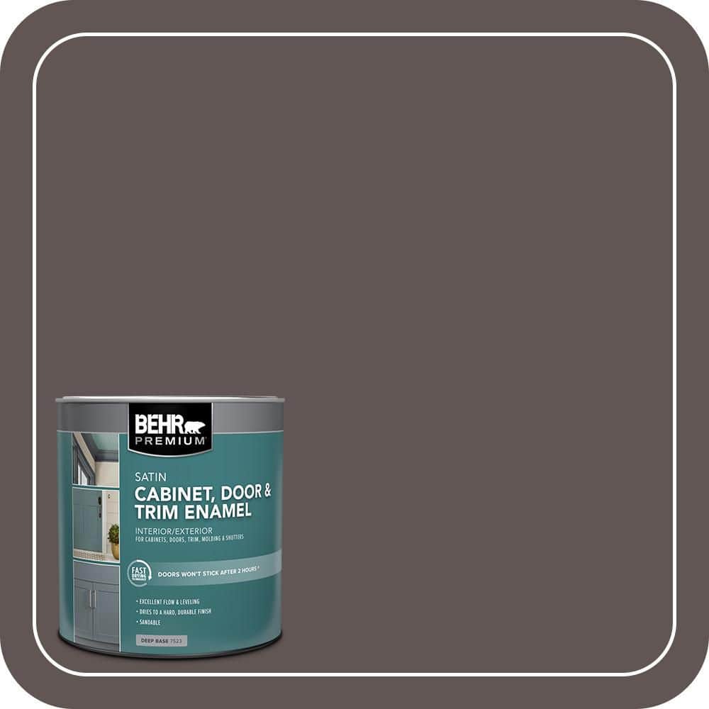 BEHR PREMIUM 1 qt. #N140-7 Timber Brown Satin Enamel Interior/Exterior Cabinet, Door & Trim Paint (1)
