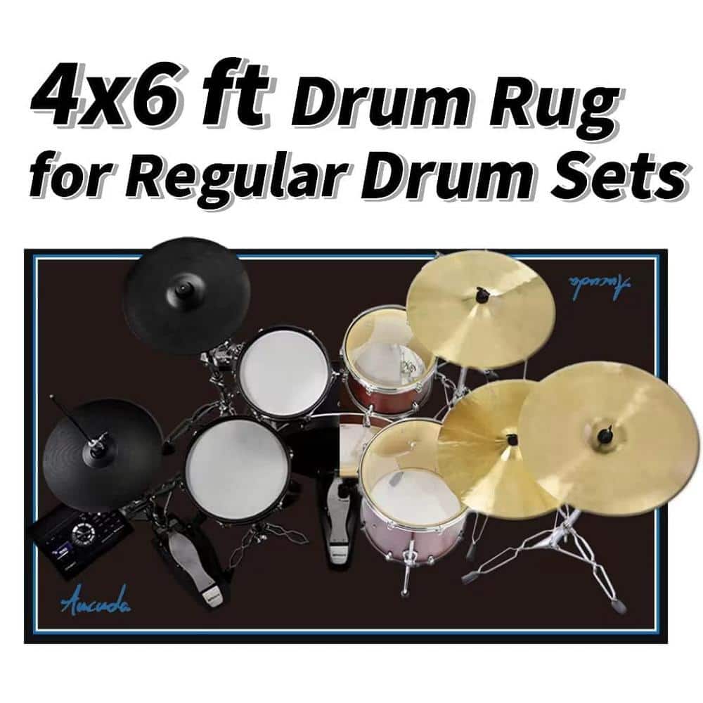 Angel Sar 4 ft. x 6 ft. Drum Rug Mat, Electric Drum Set Carpet Accessories for Christmas Holiday Practice, Apartment Soundproof (2)
