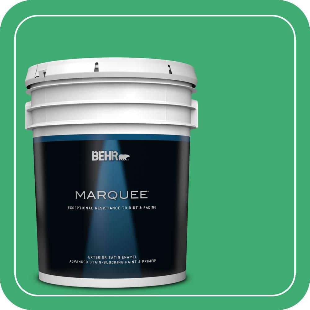 BEHR MARQUEE 5 gal. #460B-5 Fresh Greens Satin Enamel Exterior Paint & Primer