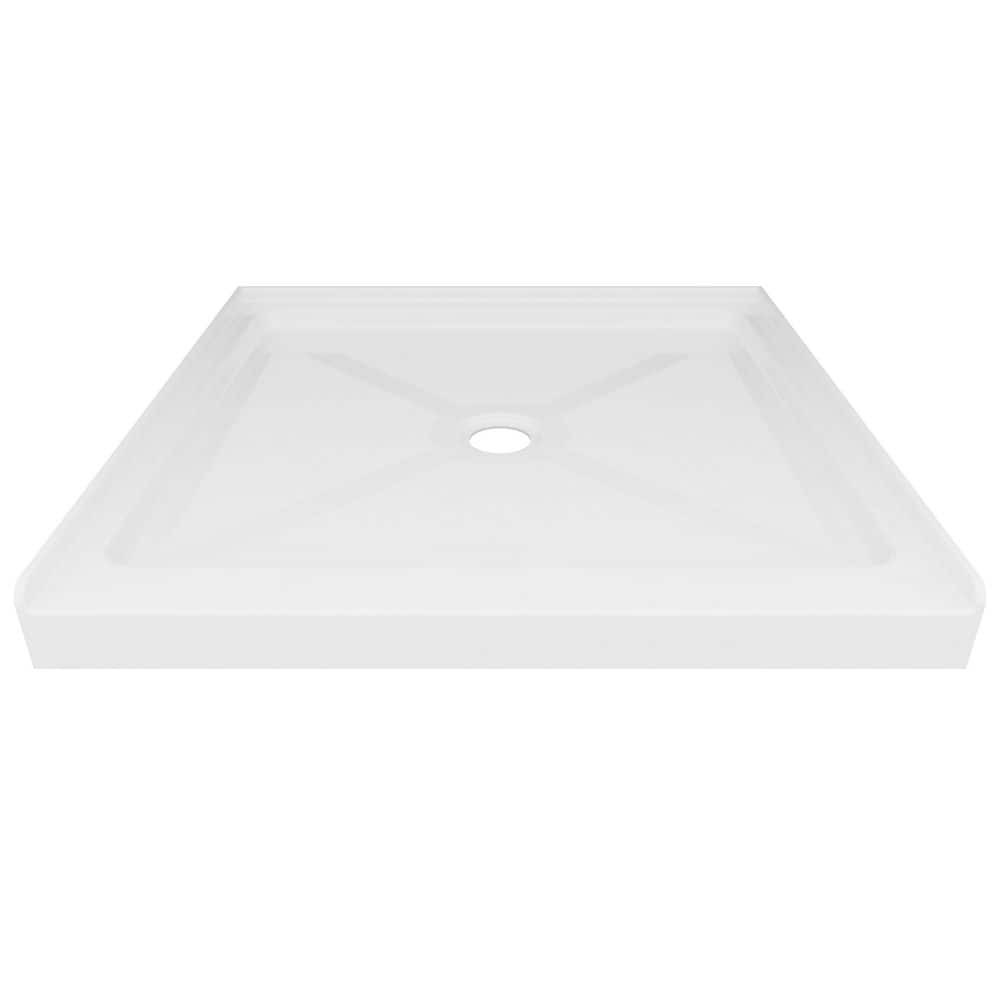 GLASSIC GC Series 36 in. L x 36 in. W Alcove Shower Pan Base in White with Center Hand Drain and Non-Slip Design