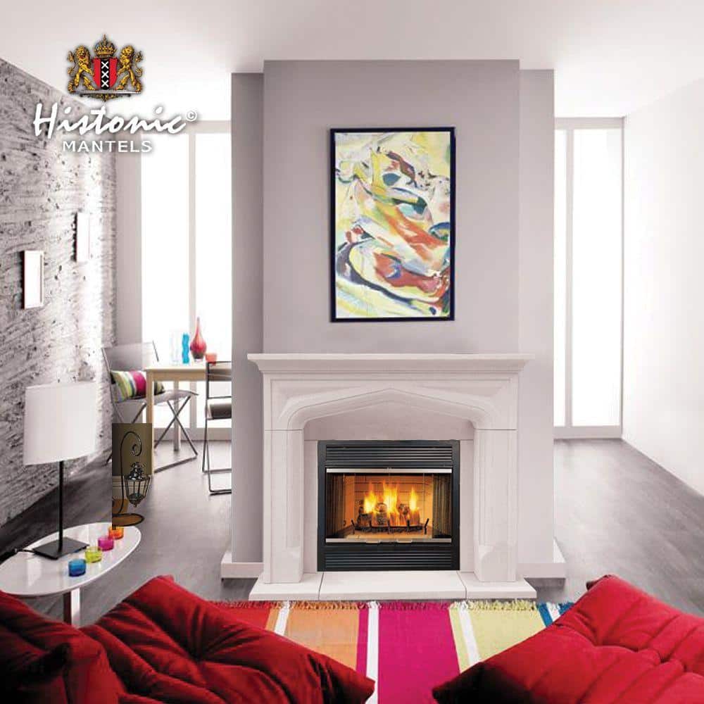 Historic Mantels Chateau Series Pisa 48 in. x 62 in. Cast Stone Mantel (2)
