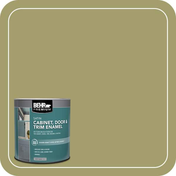 BEHR PREMIUM 1 qt. #S340-5 Farm Fresh Satin Enamel Interior/Exterior Cabinet, Door & Trim Paint (2)