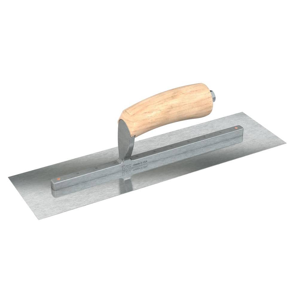 Bon Tool 20 in. x 5 in. Razor Stainless Steel Square End Finish Trowel with Wood Handle and Long Shank (1)