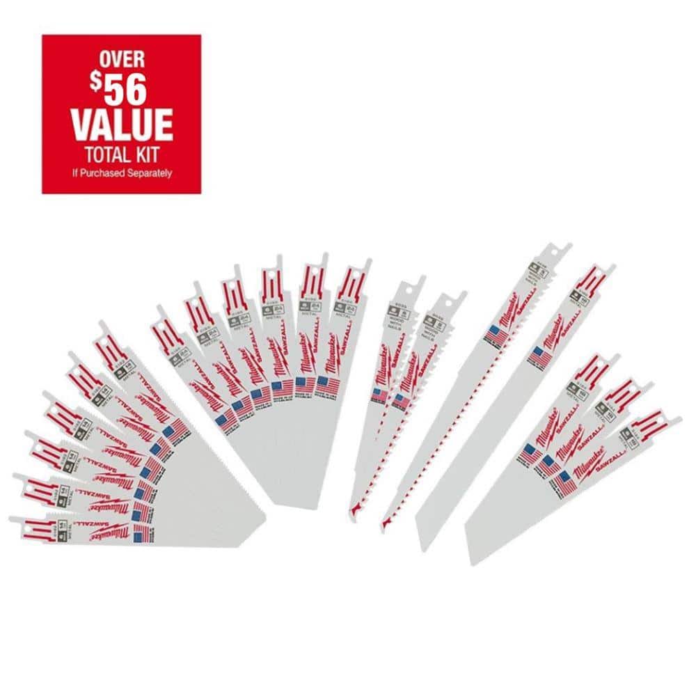 Milwaukee SAWZALL Wood and Metal Cutting Bi-Metal Reciprocating Saw Blade Set (19-Piece)