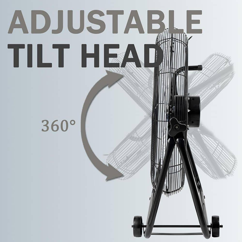 JEREMY CASS 27 in. 3 Speeds up to 8000 CMF High Velocity Fan Floor w/ Handle and Wheel for Home, Garage, Indoor/Outdoor Use,in Black (3)