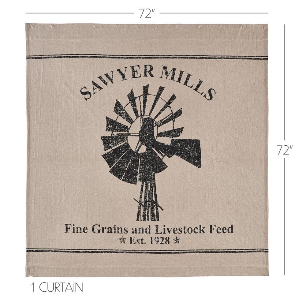 VHC BRANDS Sawyer Mill Charcoal Grey and Khaki 72 in. Windmill Shower Curtain (3)